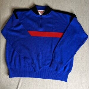 VINTAGE DownHill Racer Sweater 1/2 zipper Blue men’s Size XL